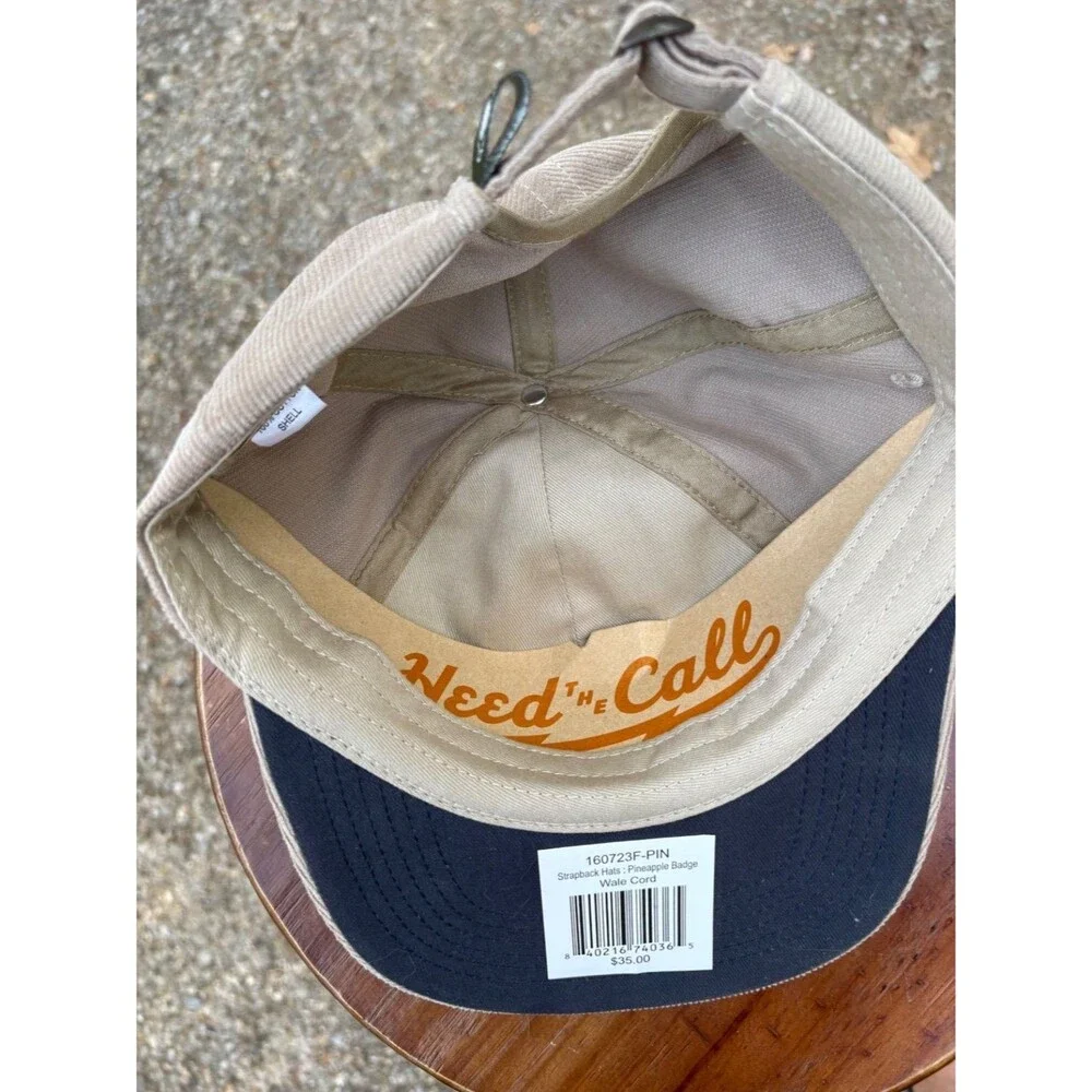 Howler Bros Pineapple Badge Wale Cord Beige Strapback Hat Adjustable NWT
